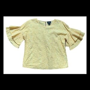 Women's Yellow Eyelet Top Liz Claiborne Size Medium